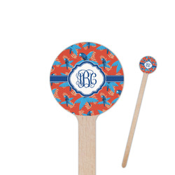 Blue Parrot 6" Round Wooden Stir Sticks - Single Sided (Personalized)
