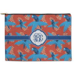 Blue Parrot Zipper Pouch - Large - 12.5"x8.5" (Personalized)