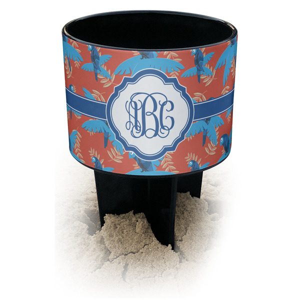 Custom Blue Parrot Black Beach Spiker Drink Holder (Personalized)