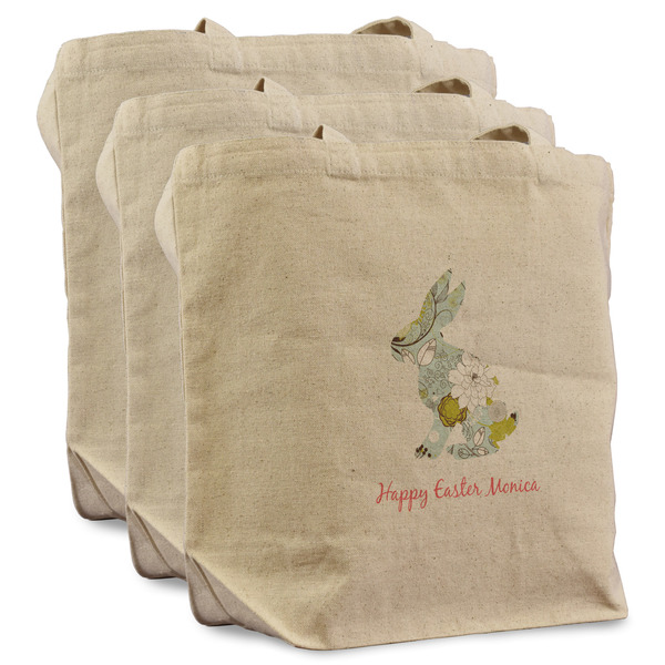 Custom Easter Birdhouses Reusable Cotton Grocery Bags - Set of 3 (Personalized)