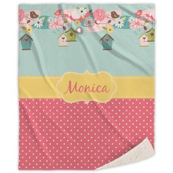 Easter Birdhouses Sherpa Throw Blanket - 60"x80" (Personalized)