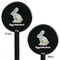 Easter Birdhouses Black Plastic 5.5" Stir Stick - Double Sided - Round - Front & Back