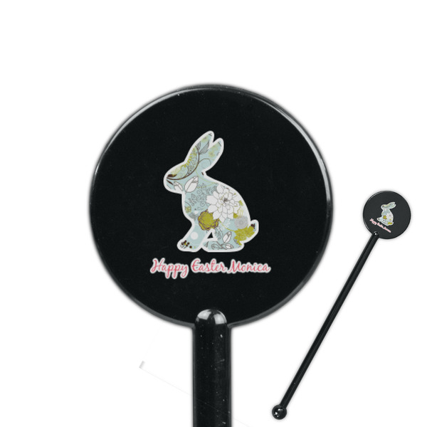 Custom Easter Birdhouses 5.5" Round Plastic Stir Sticks - Black - Double Sided (Personalized)