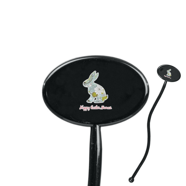 Custom Easter Birdhouses 7" Oval Plastic Stir Sticks - Black - Single Sided (Personalized)