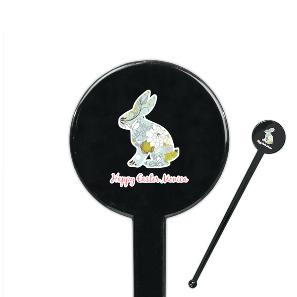 Custom Easter Birdhouses 7" Round Plastic Stir Sticks - Black - Double Sided (Personalized)