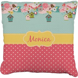 Easter Birdhouses Faux-Linen Throw Pillow 16" (Personalized)