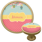 Easter Birdhouses Cabinet Knob - Gold (Personalized)