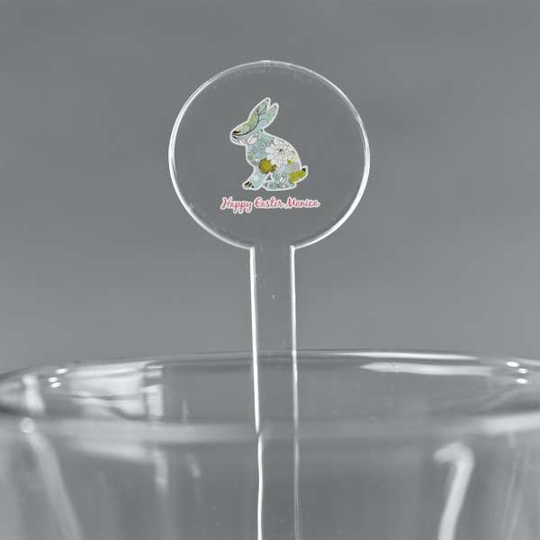 Custom Easter Birdhouses 7" Round Plastic Stir Sticks - Clear (Personalized)