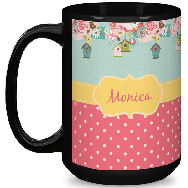 Custom Easter Birdhouses 15 Oz Coffee Mug - Black (Personalized)