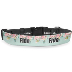 Easter Birdhouses Deluxe Dog Collar - Medium (11.5" to 17.5") (Personalized)
