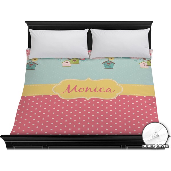 Custom Easter Birdhouses Duvet Cover - King (Personalized)