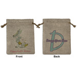 Easter Birdhouses Medium Burlap Gift Bag - Front & Back (Personalized)