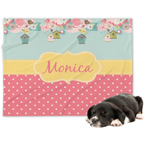 Custom Easter Birdhouses Dog Blanket - Large (Personalized)