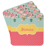 Easter Birdhouses Paper Coasters w/ Name or Text