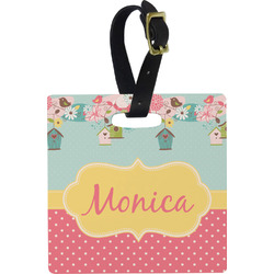 Easter Birdhouses Plastic Luggage Tag - Square w/ Name or Text