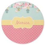 Easter Birdhouses Round Rubber Backed Coaster (Personalized)