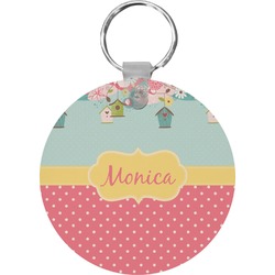 Easter Birdhouses Round Plastic Keychain (Personalized)