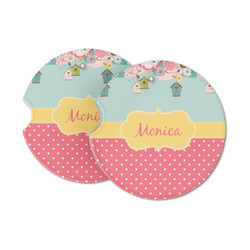 Easter Birdhouses Sandstone Car Coasters - Set of 2 (Personalized)