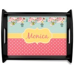 Easter Birdhouses Black Wooden Tray - Large (Personalized)