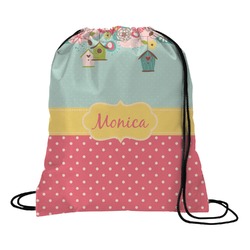 Easter Birdhouses Drawstring Backpack - Large (Personalized)