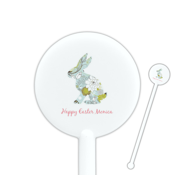 Custom Easter Birdhouses 5.5" Round Plastic Stir Sticks - White - Single Sided (Personalized)