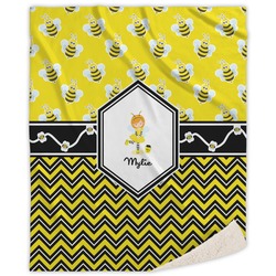 Buzzing Bee Sherpa Throw Blanket - 60"x80" (Personalized)