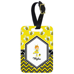 Buzzing Bee Metal Luggage Tag w/ Name or Text