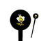 Buzzing Bee Black Plastic 4" Food Pick - Round - Closeup