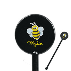 Buzzing Bee 5.5" Round Plastic Stir Sticks - Black - Single Sided (Personalized)