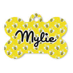 Buzzing Bee Bone Shaped Dog ID Tag - Large (Personalized)