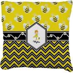 Buzzing Bee Faux-Linen Throw Pillow 18" (Personalized)