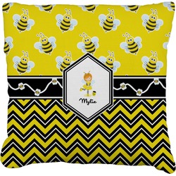 Buzzing Bee Faux-Linen Throw Pillow 18" (Personalized)