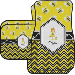 Buzzing Bee Car Floor Mats Set - 2 Front & 2 Back (Personalized)