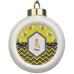 Buzzing Bee Ceramic Ball Ornament (Personalized)