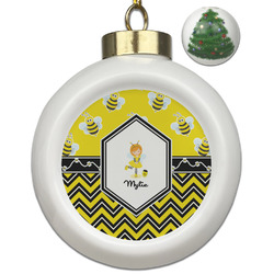 Buzzing Bee Ceramic Ball Ornament - Christmas Tree (Personalized)
