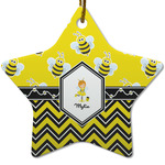 Buzzing Bee Star Ceramic Ornament w/ Name or Text