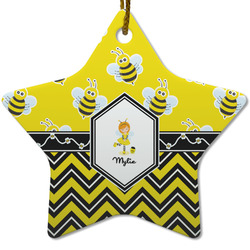 Buzzing Bee Star Ceramic Ornament w/ Name or Text
