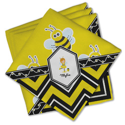 Buzzing Bee Cloth Cocktail Napkins - Set of 4 w/ Name or Text