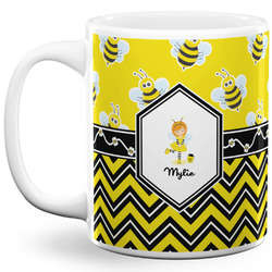 Buzzing Bee 11 Oz Coffee Mug - White (Personalized)