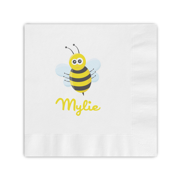 Custom Buzzing Bee Coined Cocktail Napkins (Personalized)