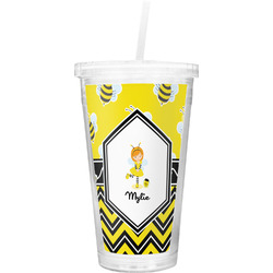 Buzzing Bee Double Wall Tumbler with Straw (Personalized)