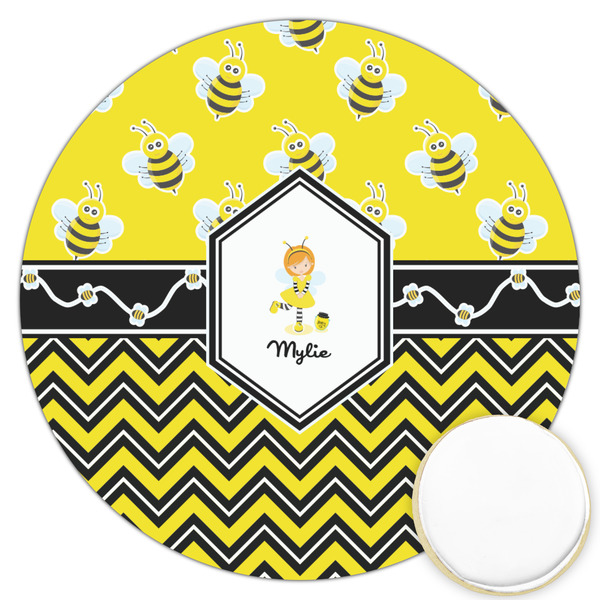 Custom Buzzing Bee Printed Cookie Topper - 3.25" (Personalized)