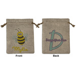 Buzzing Bee Medium Burlap Gift Bag - Front & Back (Personalized)