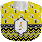 Buzzing Bee Velour Baby Bib w/ Name or Text