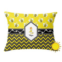 Buzzing Bee Outdoor Throw Pillow (Rectangular) (Personalized)