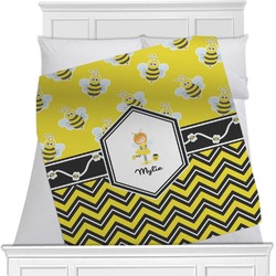 Buzzing Bee Minky Blanket - Twin / Full - 80"x60" - Double Sided (Personalized)