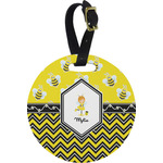 Buzzing Bee Plastic Luggage Tag - Round (Personalized)