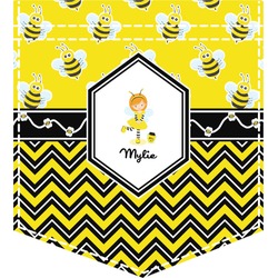 Buzzing Bee Iron On Faux Pocket (Personalized)