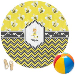 Buzzing Bee Round Beach Towel (Personalized)