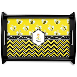 Buzzing Bee Black Wooden Tray - Small (Personalized)